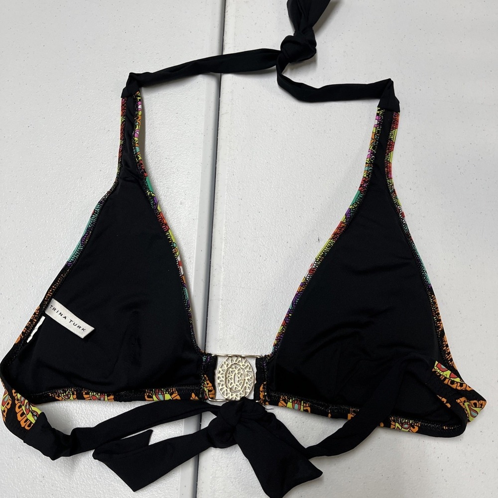 Trina Turk Bikini Vibrant Colorful Swimsuit Halter Tie Resort Beach Vacation - Picture 7 of 13